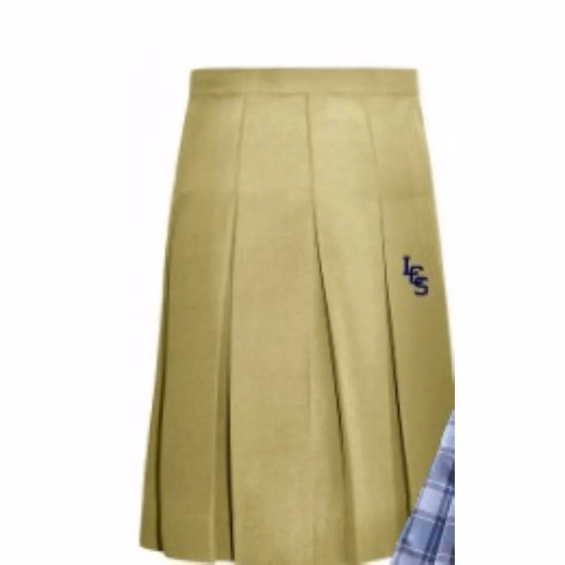 Girls Pleated Skirt: Khaki (Girls K-5)