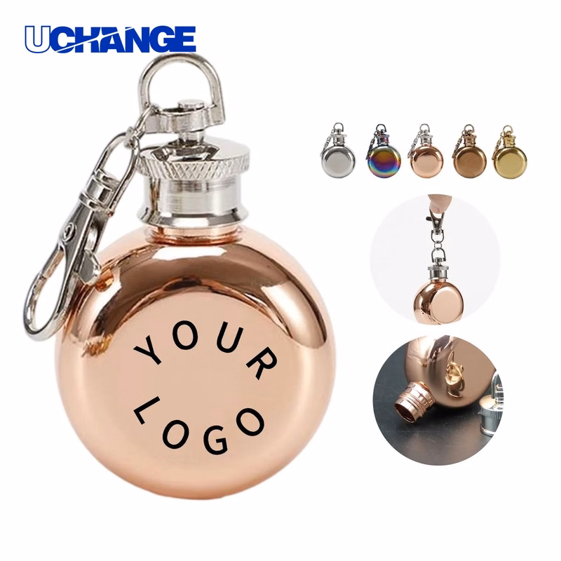 Round Keychain Flask Bottle 1oz Portable