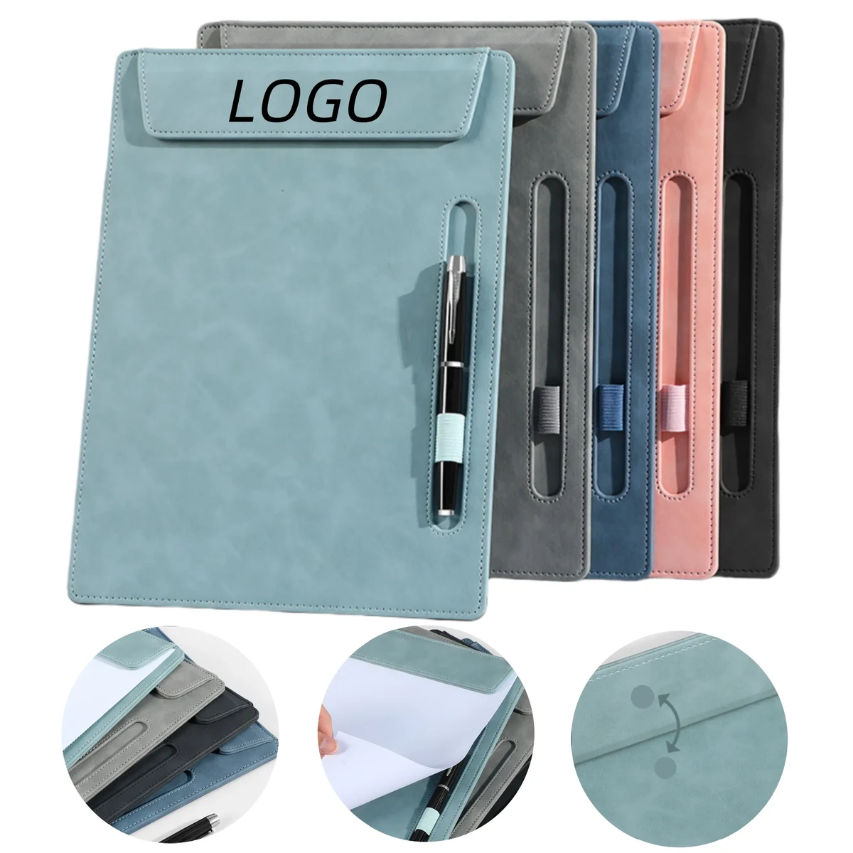 A4 Leather Magnetic Folder Board Writing Pad With Pen Slot 1