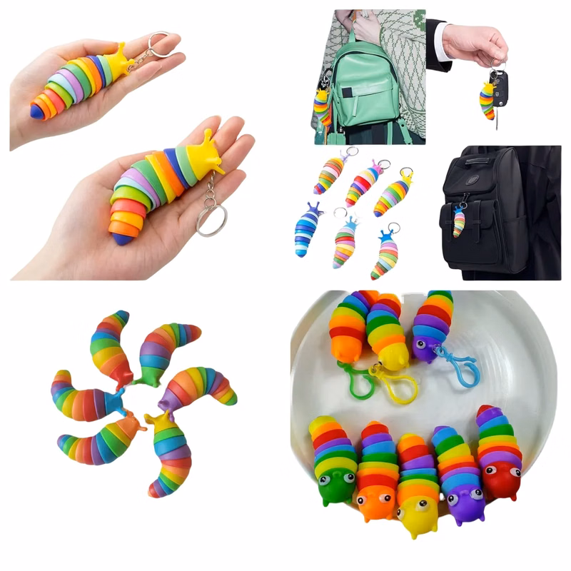 fidget slug keychain toys