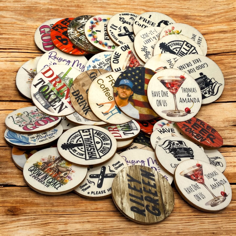 2" Round Thick Wooden Token