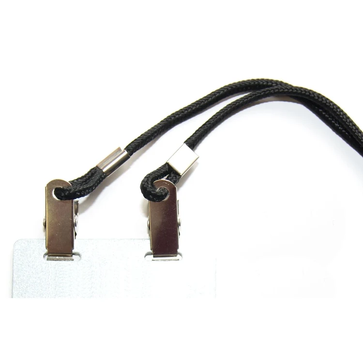 Badge Lanyard w/Double Clips (Black) 1