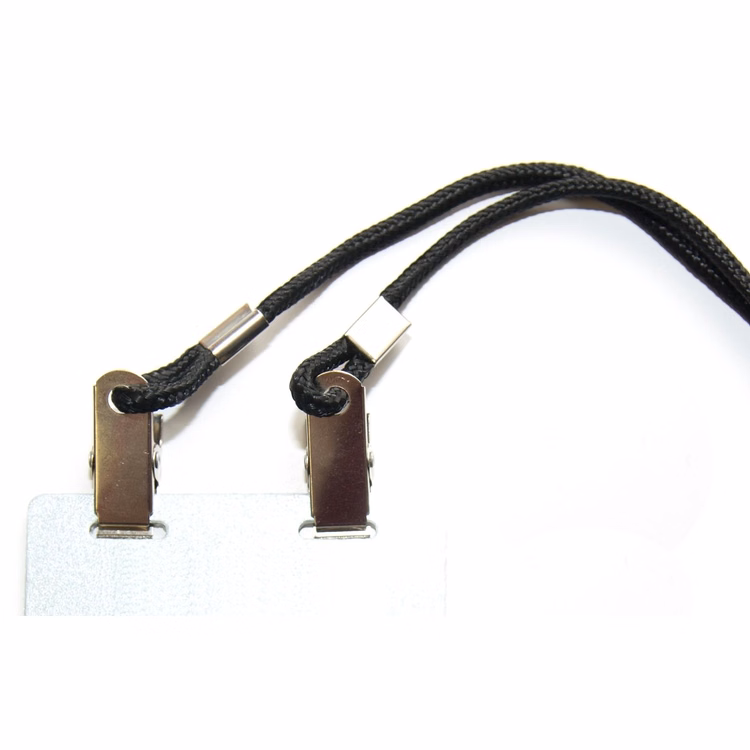 Badge Lanyard w/Double Clips (Black)