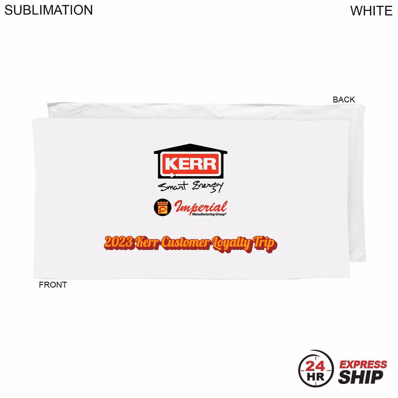 24 Hr Express Ship - Heaviest weight, Plush Velour Terry White Beach Towel, 30x60, Sublimated
