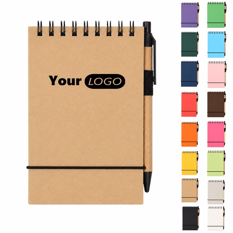Paper Cover Spiral Notebook With Pen