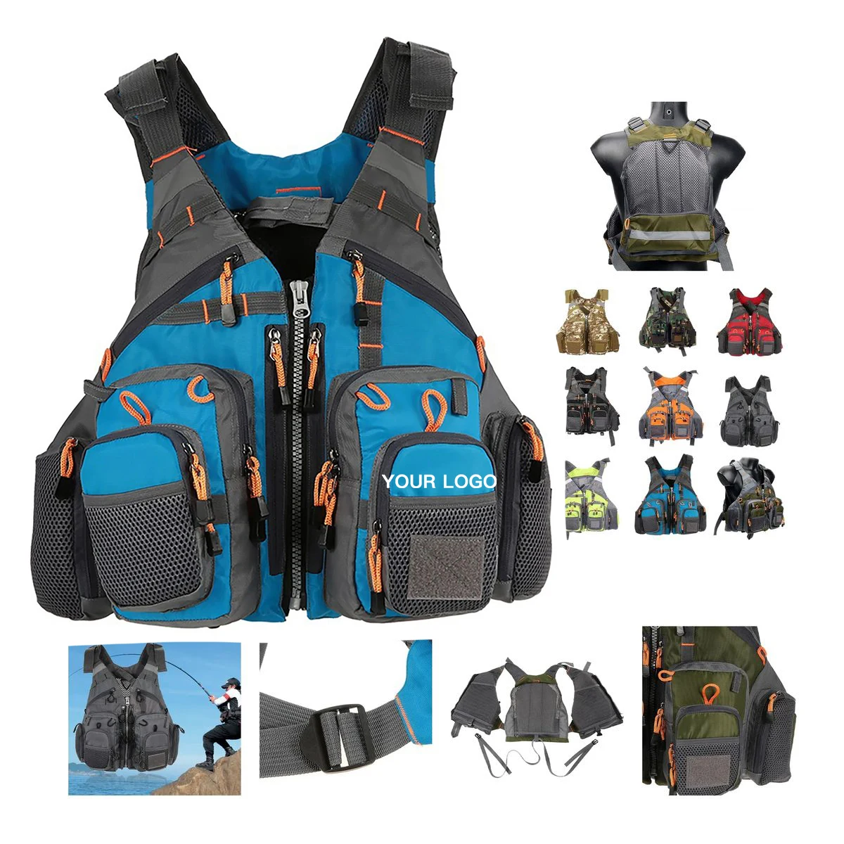 Adjustable Multi Pocket Life Vest for Water Safety 1