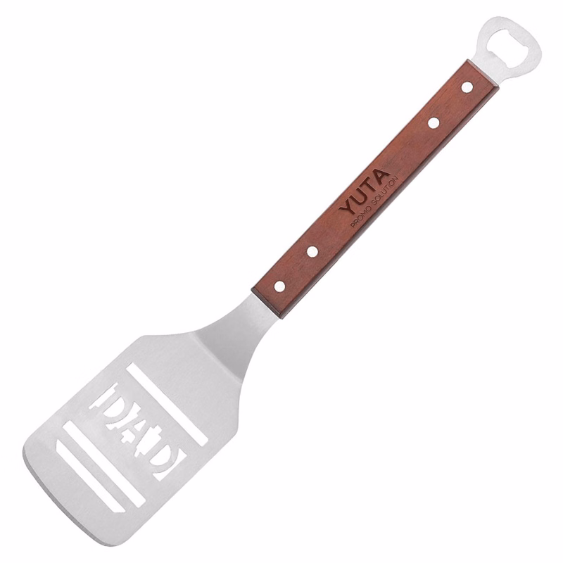 Wooden Handle Stainless Steel Spatula W/ Bottle Opener