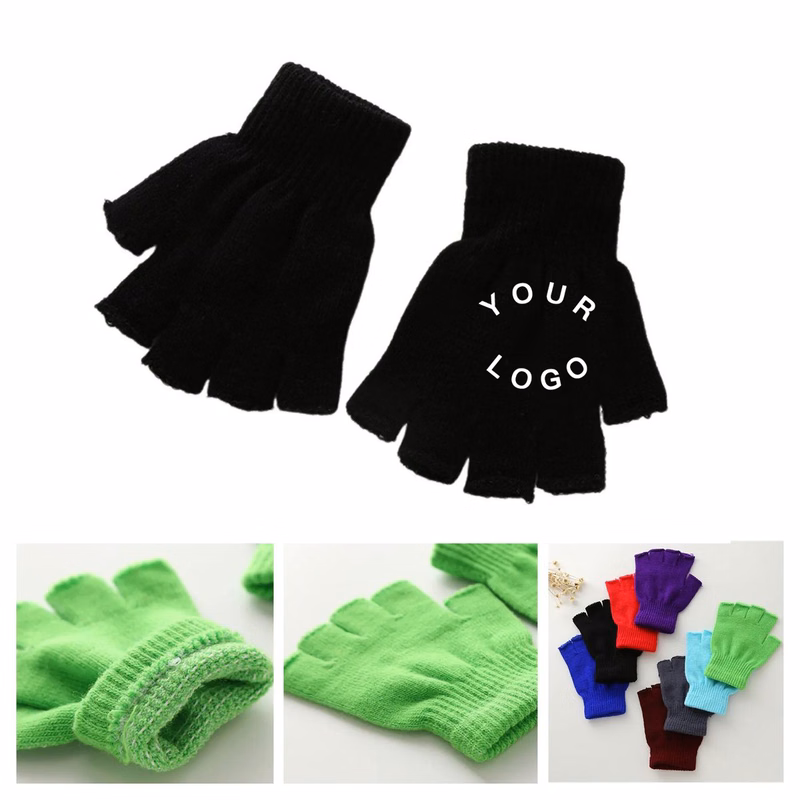 Soft Acrylic Knitted Half Finger Gloves