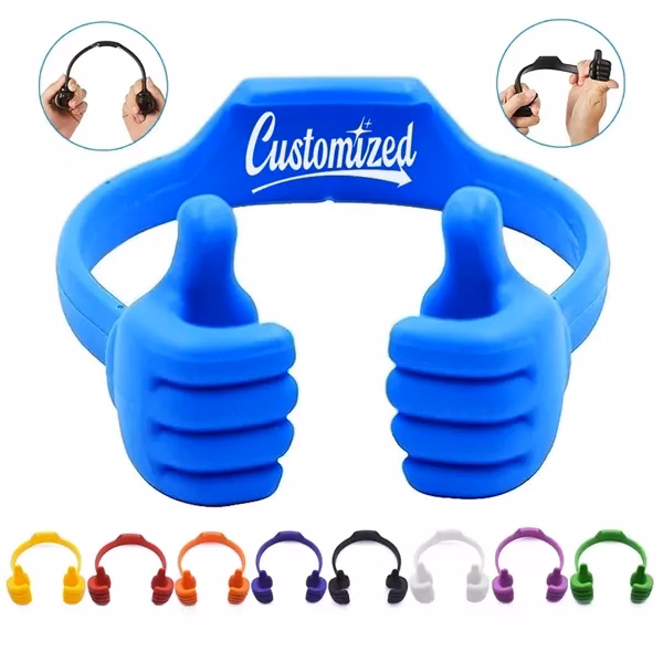 Custom Silicone Thumbs Up Flexible Phone Stand — Desktop Engagement & Tech Giveaways