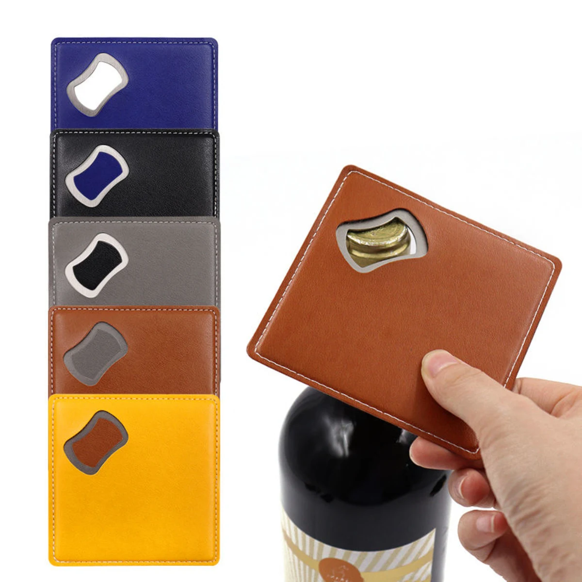 PU Leather Coaster With Bottle Opener 1