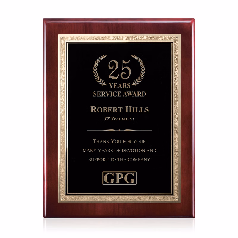 Gemstone Rosewood Plaque - Rosewood/Black Elegance