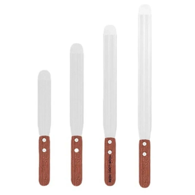 7" Angled Cake Icing Spatula with Wooden Handle 1