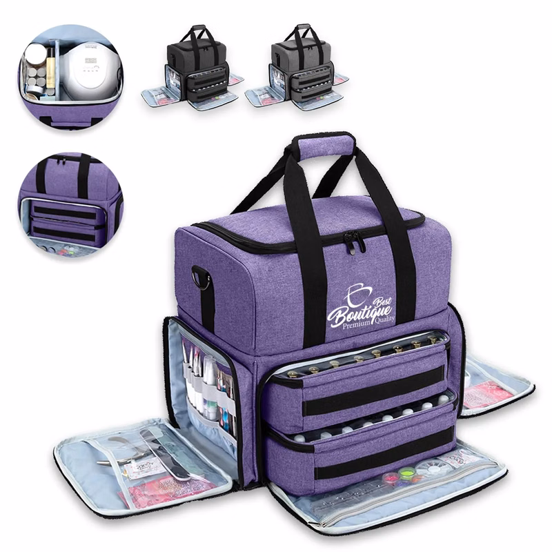 Large Cosmetic Storage Bag Detachable Divider Nail Make Up