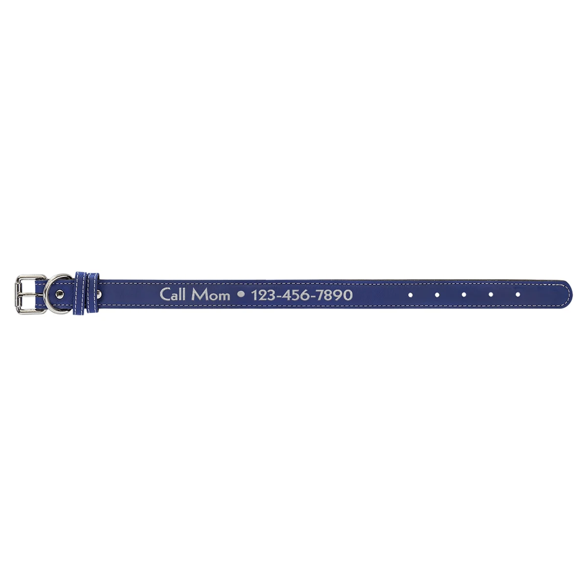 19" x 1" Blue/Silver Leatherette Dog Collar 1