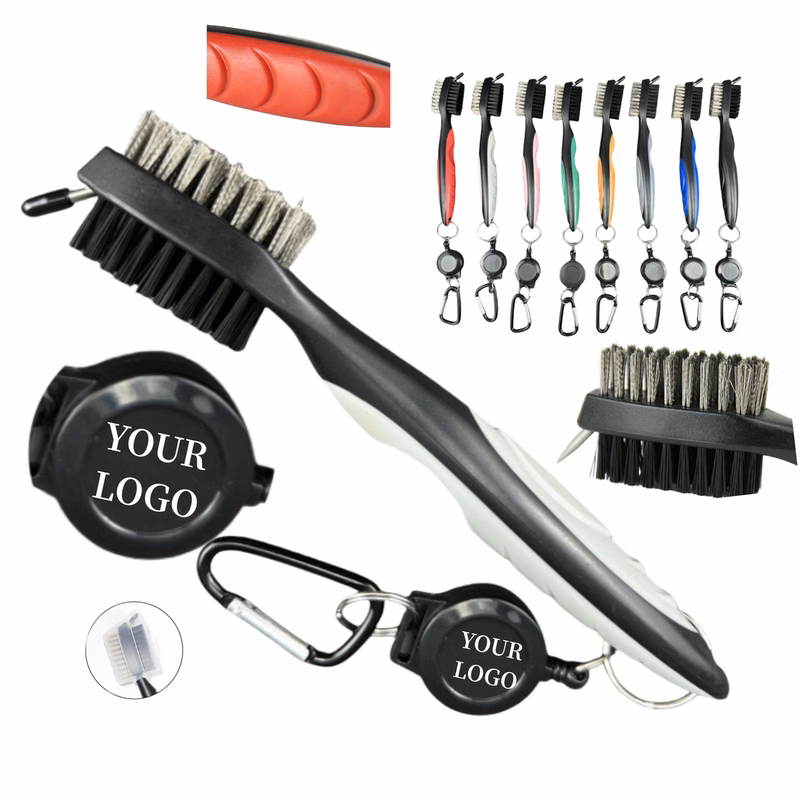 Dual-Head Golf Club Cleaning Brush Carabiner