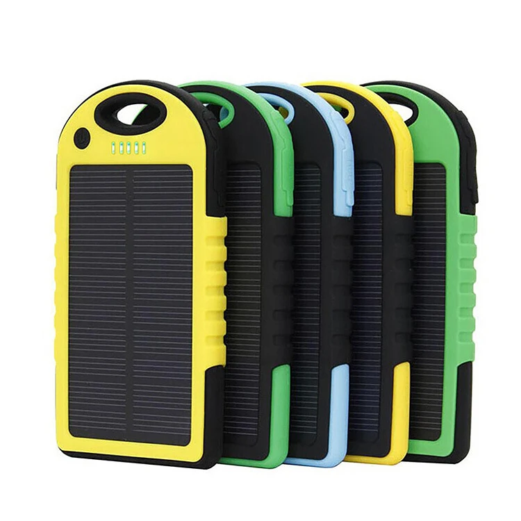 5000mAh Waterproof Solar Power Bank with Carabiner & Flashlight 1