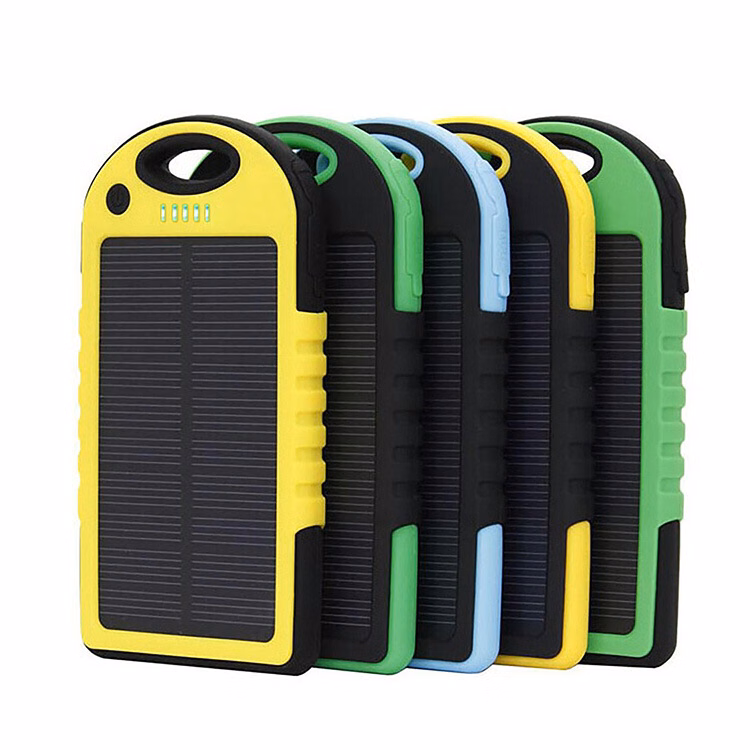 5000mAh Waterproof Solar Power Bank with Carabiner & Flashlight