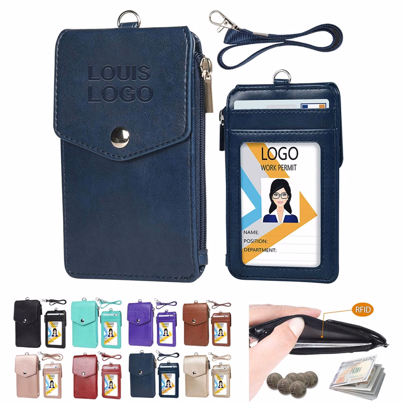 Neck Wallet Set with Flap Top and Five Pockets