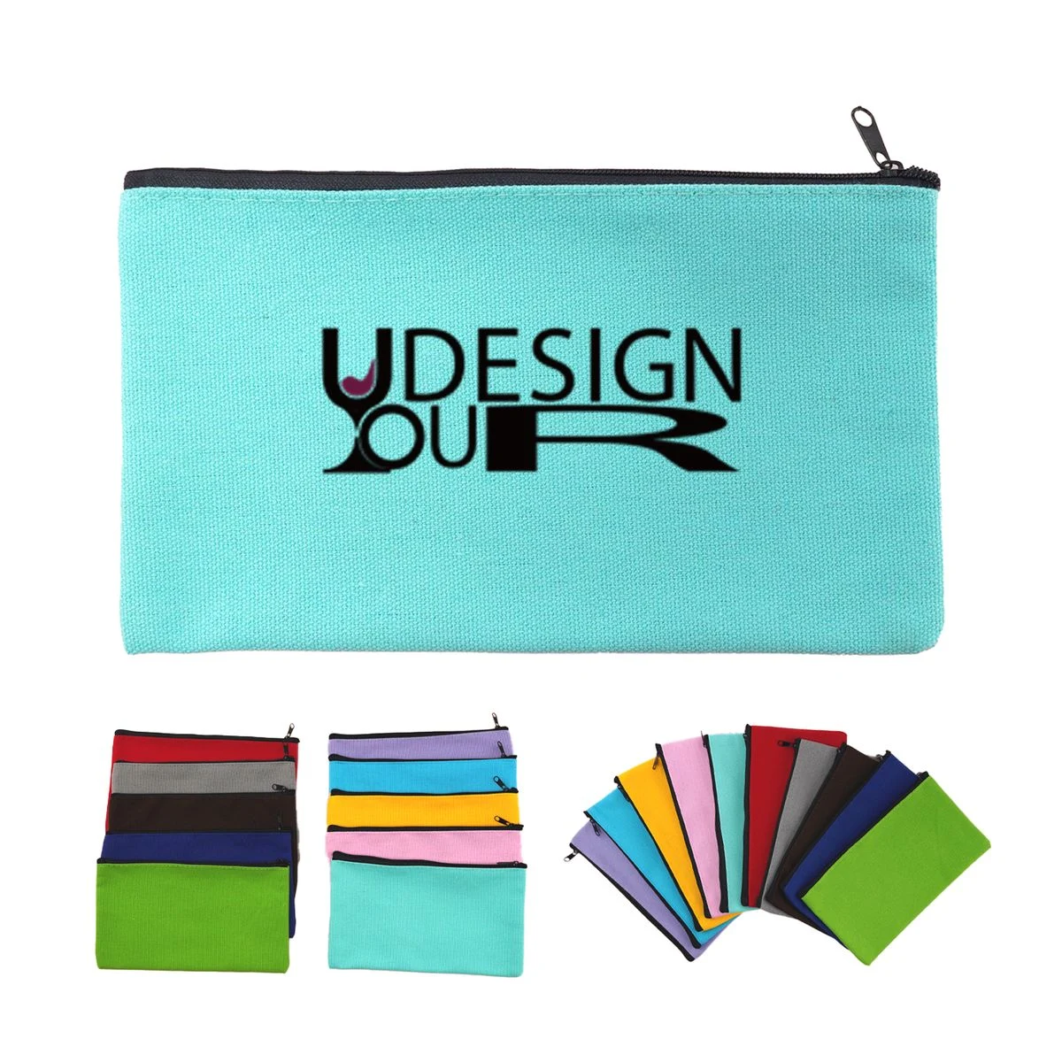 7.9" x 4.7" Canvas Zipper Pouch Pencil Makeup Coin Bag 1