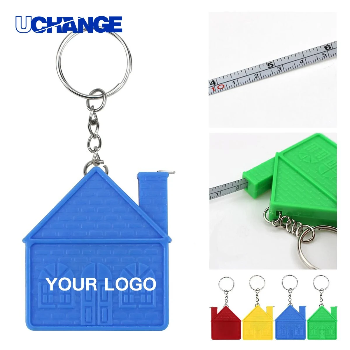 House Shape Keychain Ruler Tool with Tape Measure 1
