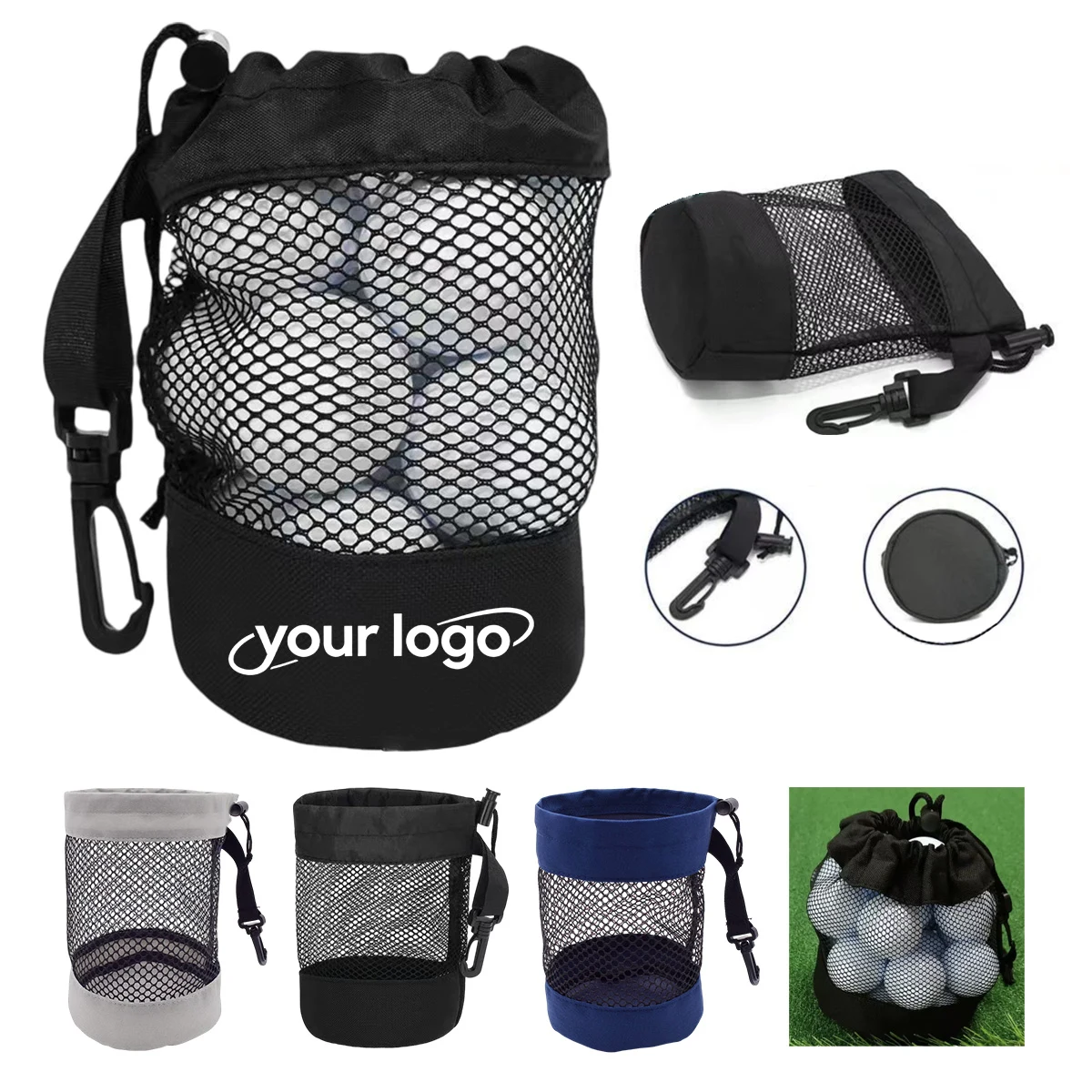 Golf Single Side Drawstring Storage Mesh Bag 1