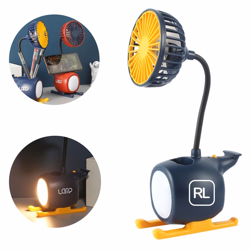 Portable Helicopter Night Light Mini Fan
