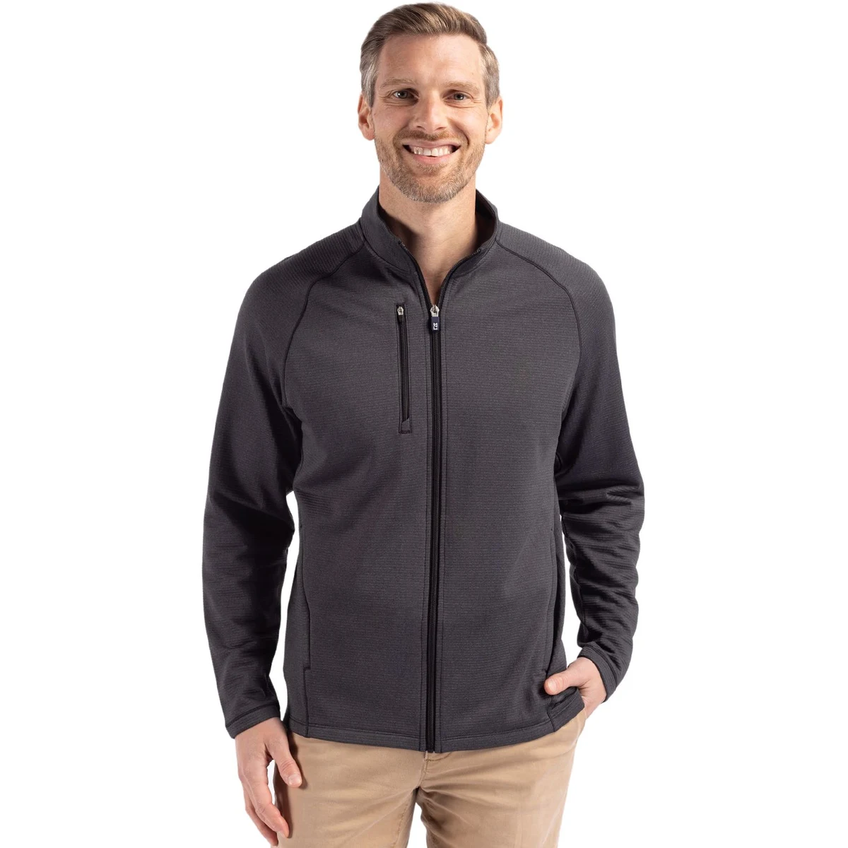 Cutter & Buck Peshastin Recycled Grid Fleece Mens Full Zip Jacket 1