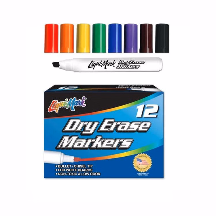 Chisel Tip Dry Erase Markers - Assorted Colors Low Odor