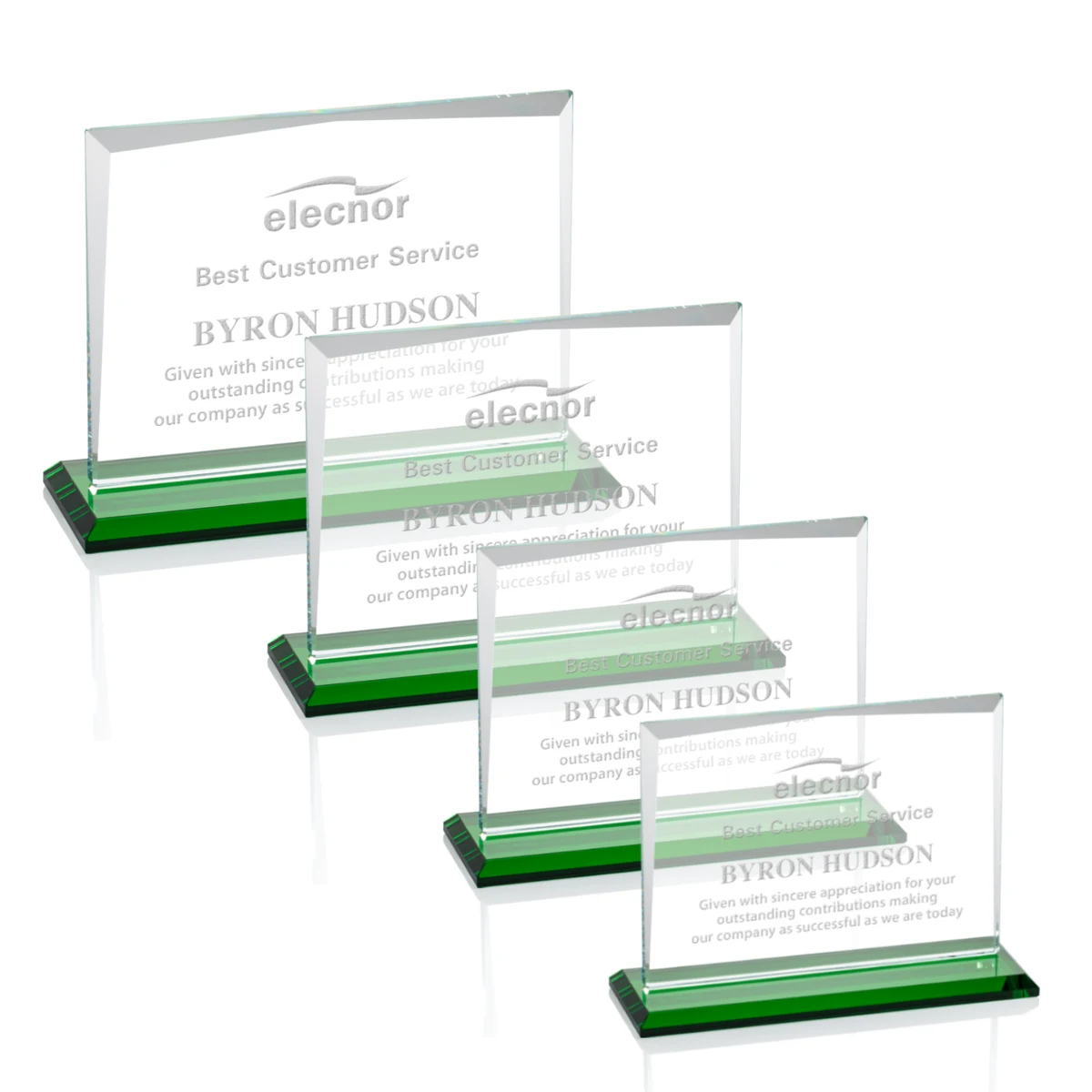 Lismore Award - Green, custom award with logo imprint 1