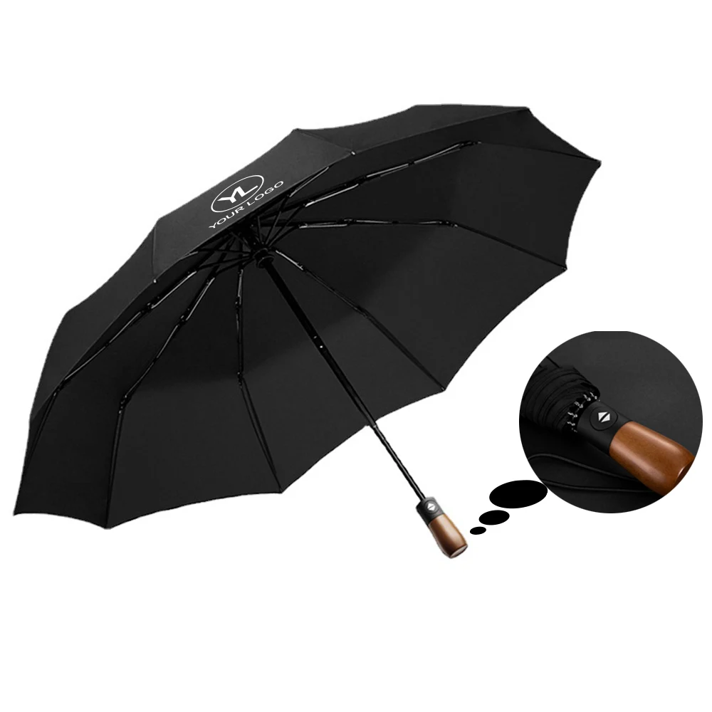 46" Arc High-quality Auto Open Umbrella w Wooden Handle 1