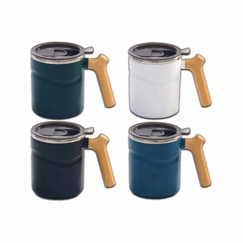 17 oz Stainless Steel Cup With Wooden Handle