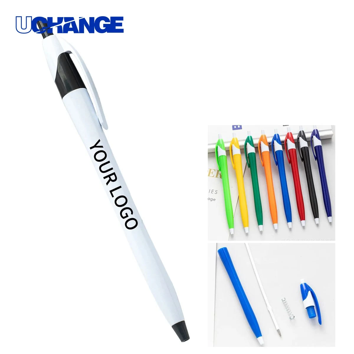 Retractable Plastic Pen, custom pen with logo imprint 1