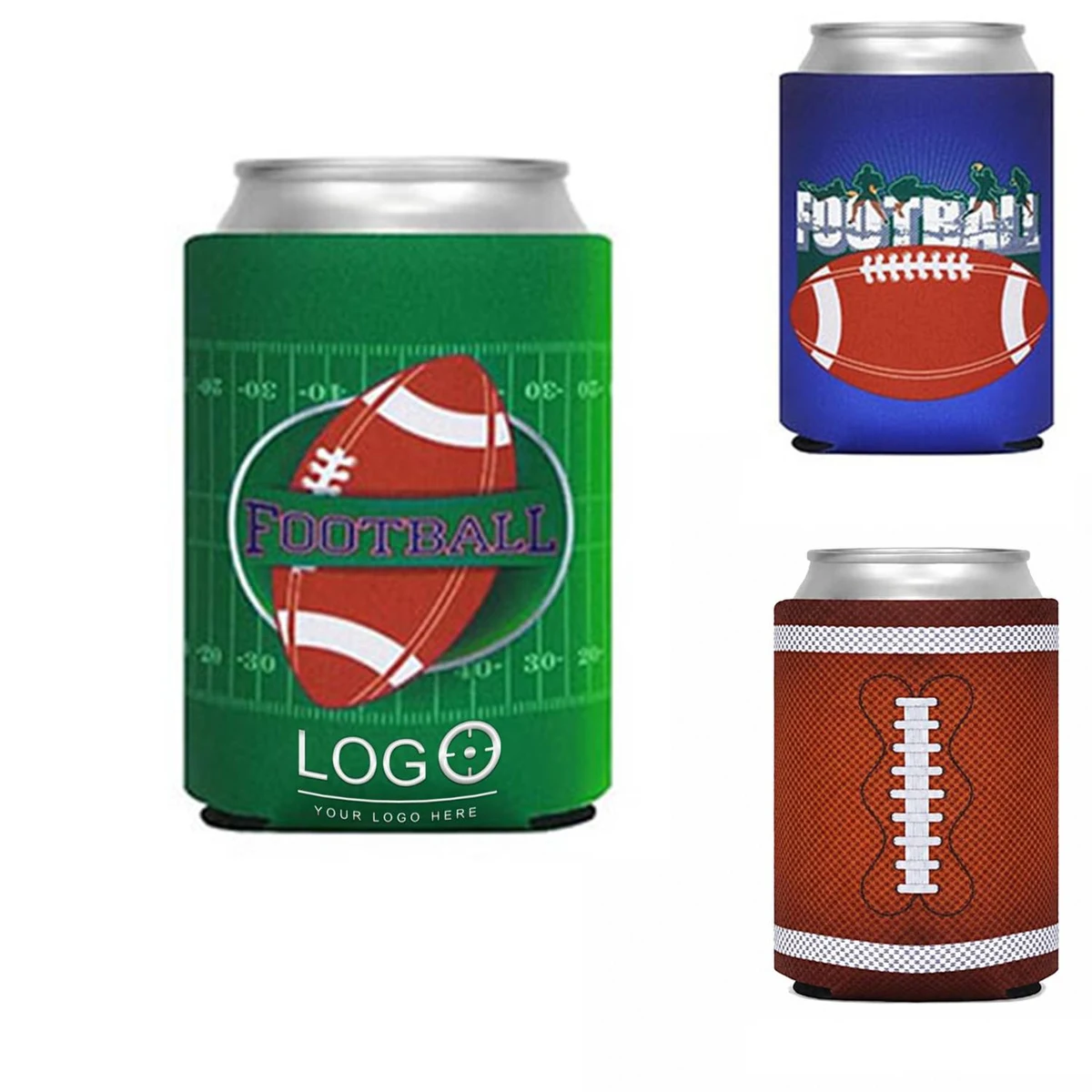 Custom Neoprene Football Can Cooler Sleeve, custom koozie with logo imprint 1