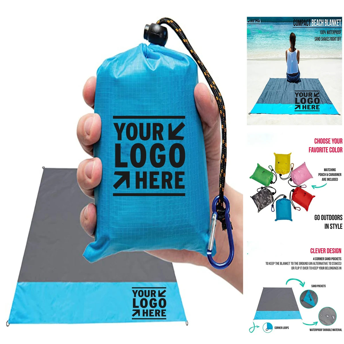 55 x 60 Inches Collapsible Outdoor Pocket Blanket 1