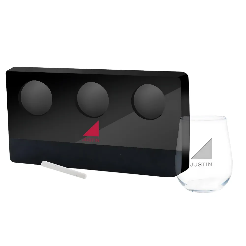 Acrylic Wine Tasting Flight Set with Chalkboard 1