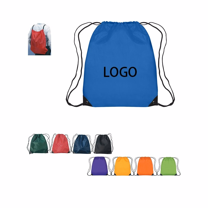 210D Drawstring Sportpack W/ Leather Corner (13" x 16")