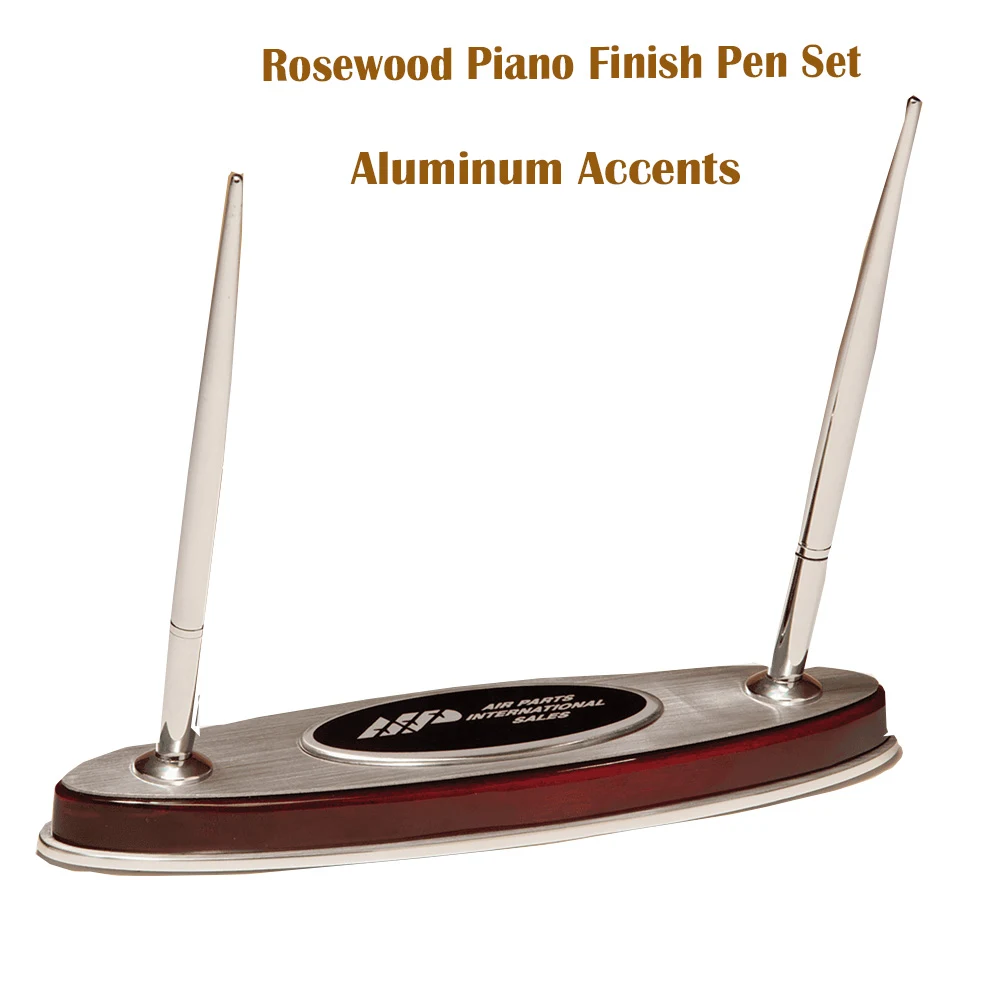 Rosewood Piano Finish Pen Set with Silver Aluminum Accents 1