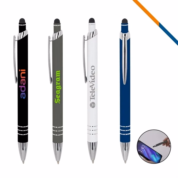 Custom 5.7 Inch Recycled Aluminum Touchscreen Stylus Ballpoint Pen — Eco Tech Promo