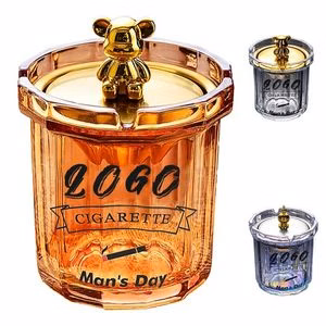 Customizable Premium Windproof Glass Ashtray with Lid Handle