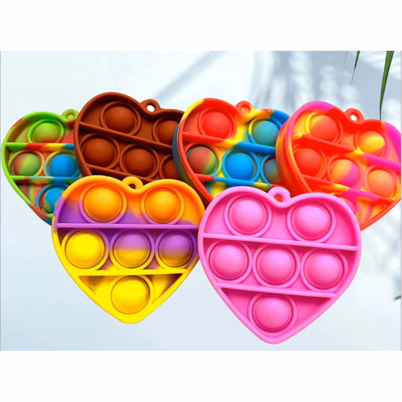 Heart Shape Push Popping Bubble Keychain