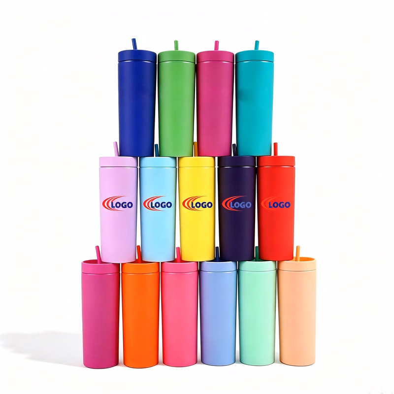 16oz Double-Wall Insulated Tumbler With Straw & Lid