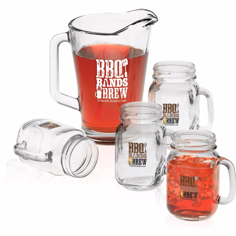 Pitcher and Handled Jar Glass Set