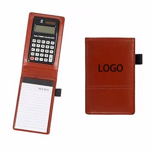 Leather Pocket Memo Notepad With Built In Calculator
