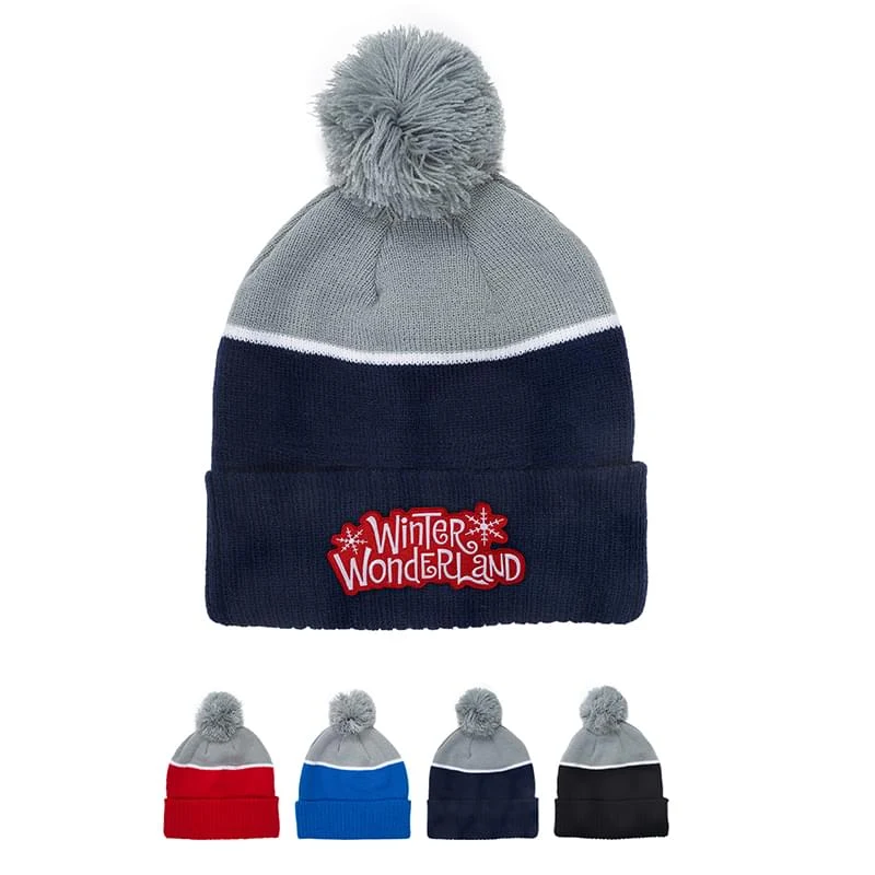 Two-Tone Tamy Beanie with Pom 1