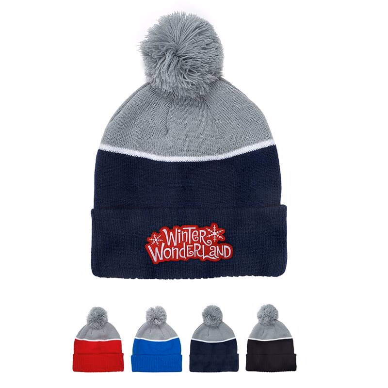 Two-Tone Tamy Beanie with Pom