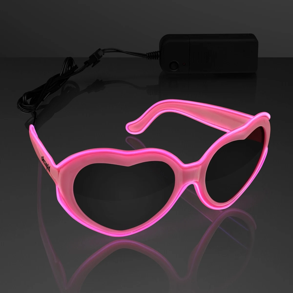 EL Wire Glowing Pink Heart Sunglasses 1