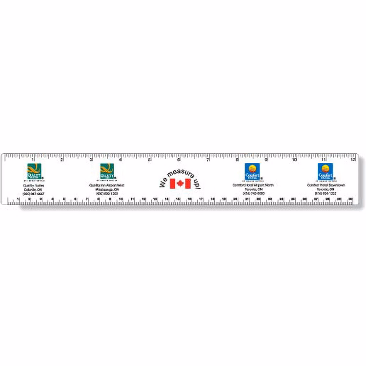 .020 White Plastic Rulers 1.75"x12.25" Rectangle / Round Corner, Full Colour
