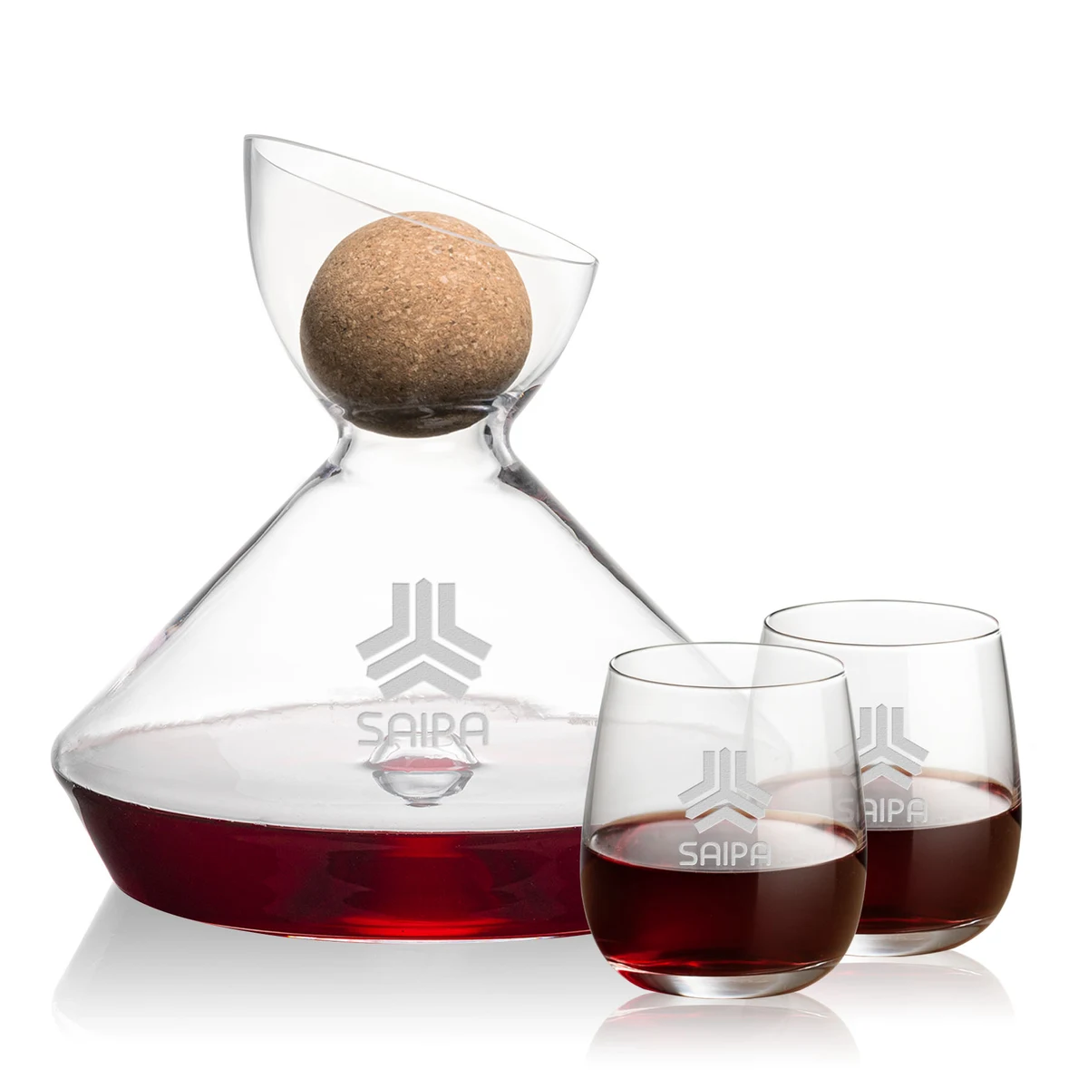 Woodbury Carafe w/Cork Stopper & Crestview Stemless Wine 1