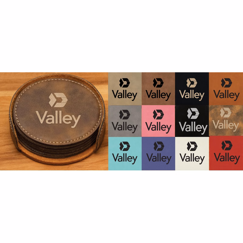 Round Leatherette Coaster Set
