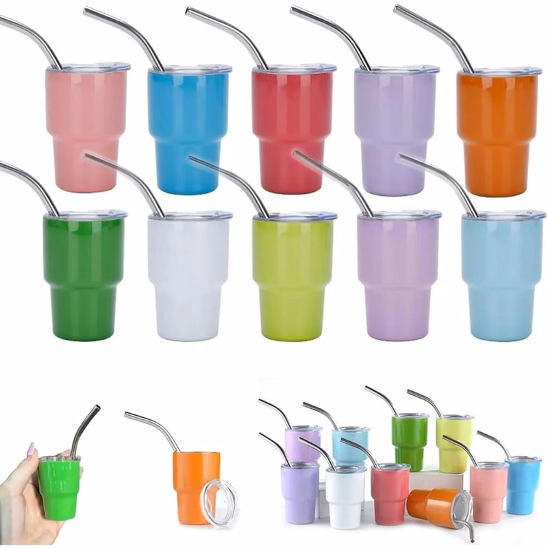 2oz Tumbler Shot Glass for Sublimationwith lids and straws